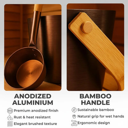 Aluminum Sauna Bucket and Ladle Set