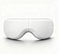 A white modern eye mask device with a smooth, curved design, shown on a clean white background with a soft shadow.
