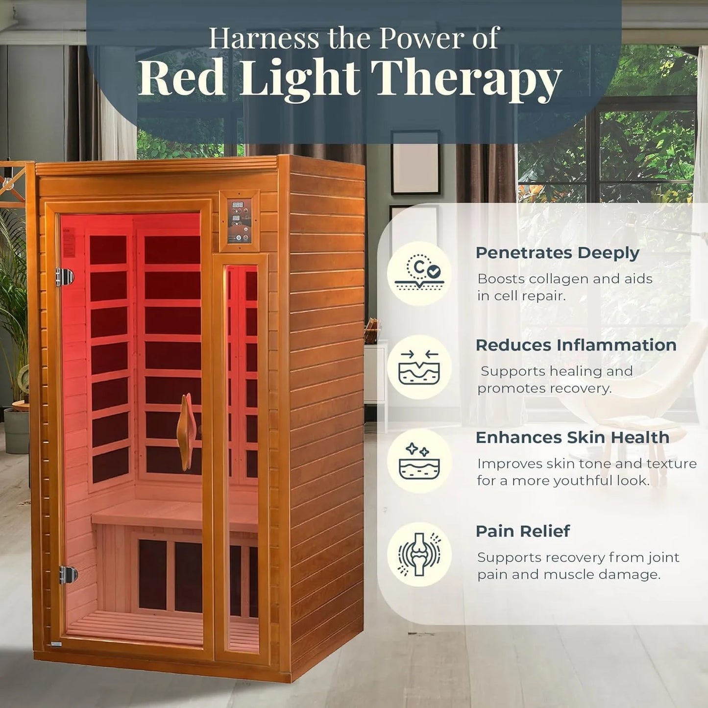 Infared Sauna Room With Red Light Therapy