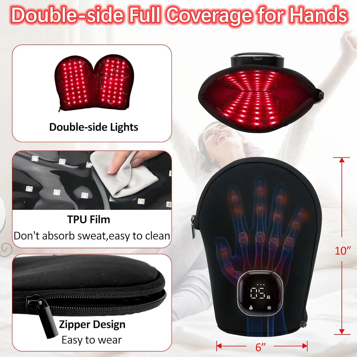Ed Light ed Light Therapy Glove 660/850nm, 5 modes | Saunny®